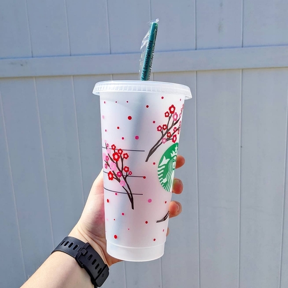 cherry blossom inspired starbucks cup tumbler - Picture 3 of 8
